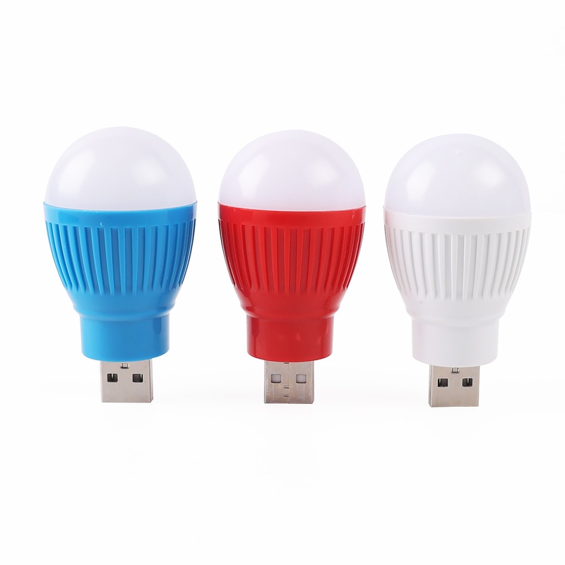 Lampu Bohlam Led Mini Portable Usb 5v Hemat Energi Warna Acak Untuk Camping / Travel