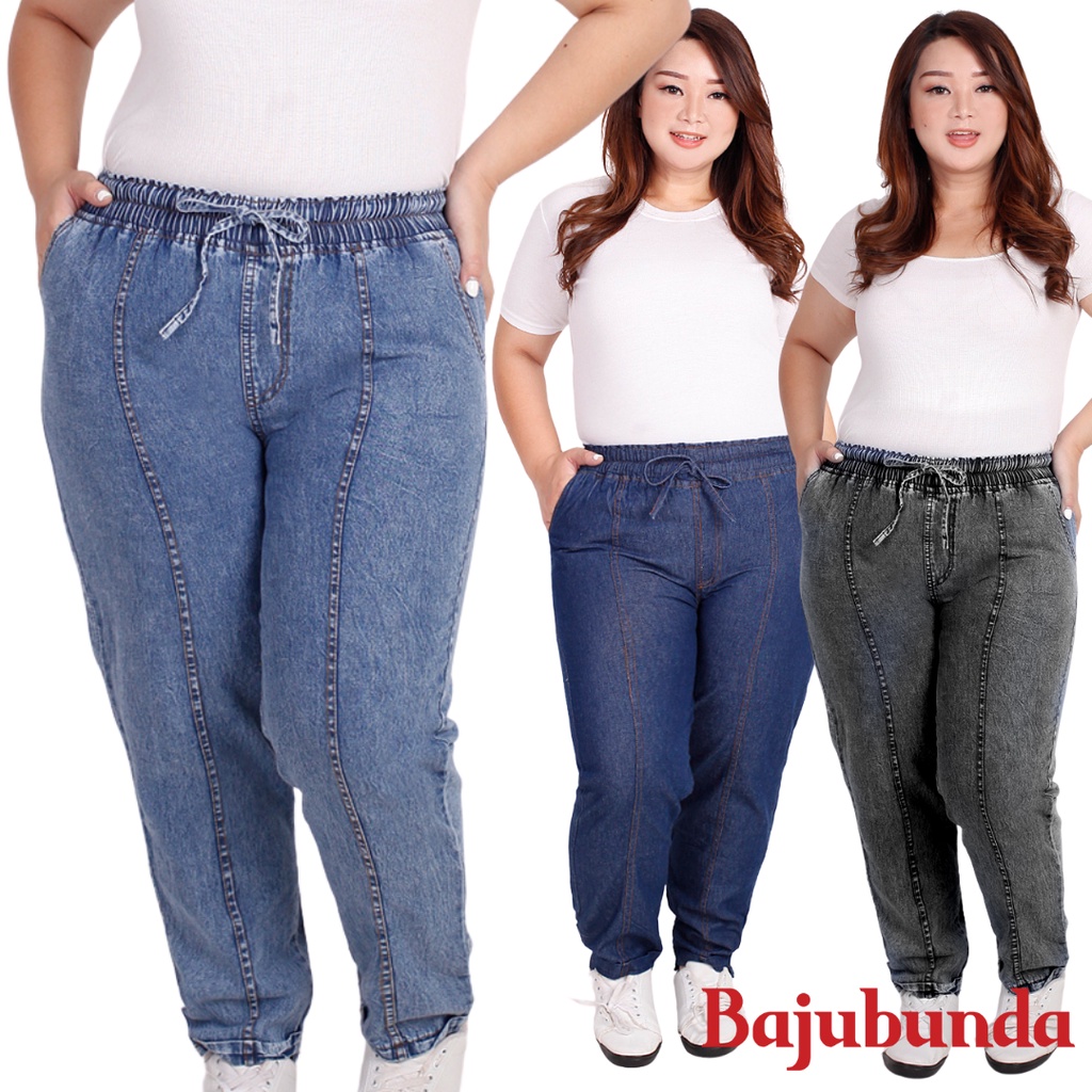 CELANA PANJANG JUMBO BIG SIZE PANTS WANITA DENIM BAGGY JEANS