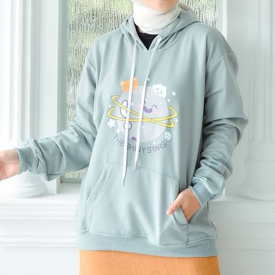 Sweater Hoodie Wanita Korean Style The ShinyStars-HijauMint