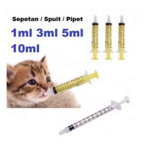 SUNTIKAN SPET/SPUIT/ WADAH PAKAN LOLOHAN KUCING/ANAKAN/KITTEN BARU LAHIR