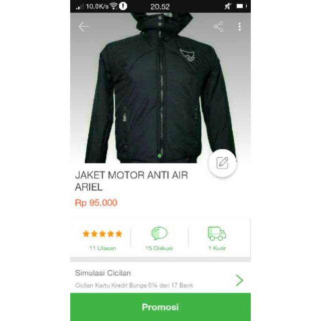 Jaket motor anti air taslan tebal