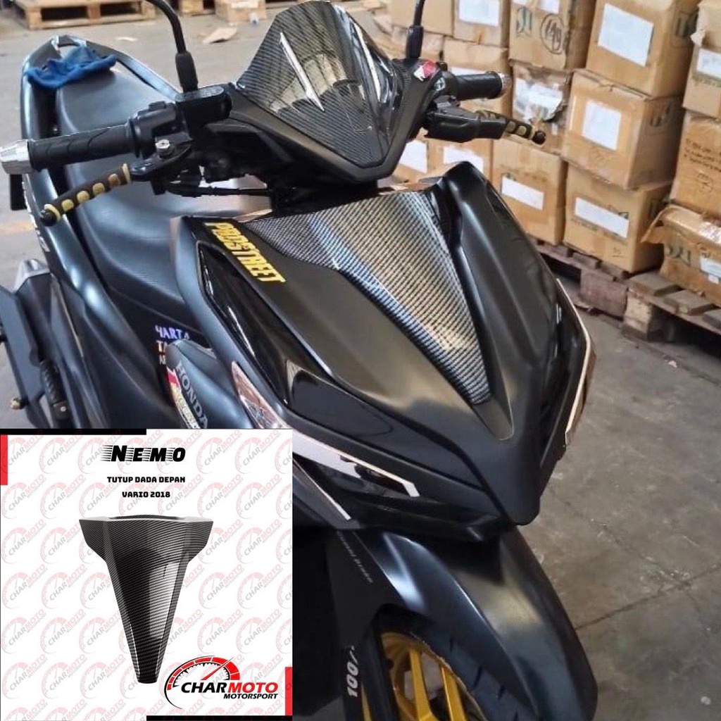 Cover Tutup Dada Depan Honda Vario 2018 Carbon Karbon Nemo Original PNP - Charmoto