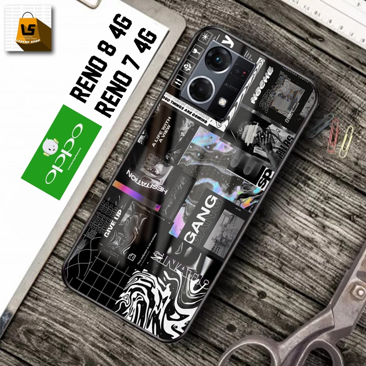 Softcase Glass Kaca Camera Protect - LS25 -  Softcase Kaca Mewah Oppo Reno 8 4G/Reno 7 4G  - Softcas