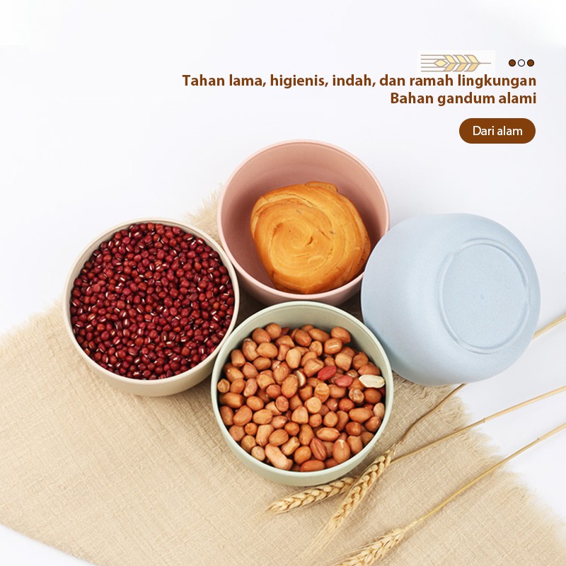 LCX Mangkuk Kecil/Mangkok Wheat Straw/Mangkuk Makan Bowl Set 4pcs warna warni  /VS-9