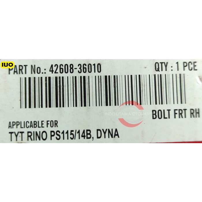 Bolt FRT RH Toyota Rino PS115/14B, Dyna 42608-36010 Indoparts