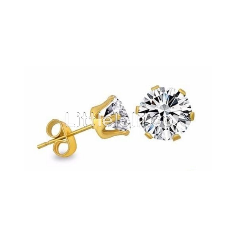 ANTING WANITA PRIA TITANIUM SWAROVSKI STUD EARING PREMIUM ANTIKARAT LITTLELOLLI.CO AKSESORIS TELINGA-T.Stud SIRCONIA G.W