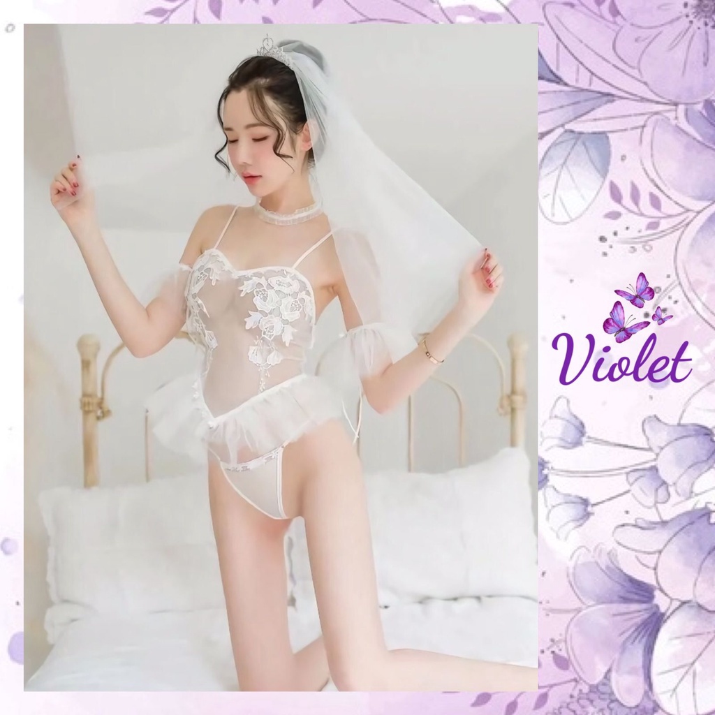 BAJU HARAM VIOLET LINGERIE SET SEXY WEDDING BRIDE COSTUM TEDDIES PAKAIN DALAM RENDA 1160 PAKAIAN HOT