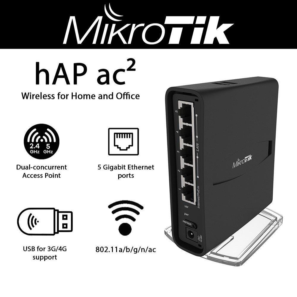 Mikrotik hAP-AC2 (RBD52G-5HacD2HnD-TC ) Router Wireless Indoor