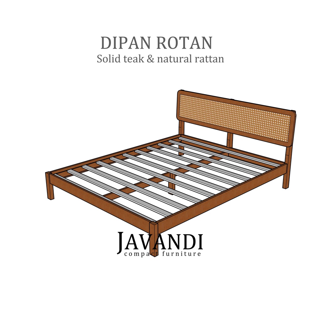 JAVANDI Tempat Tidur Rotan1 Sandaran Minimalis Dipan Lantai Minimalis Divan Lesehan kayu Jati Dipan 