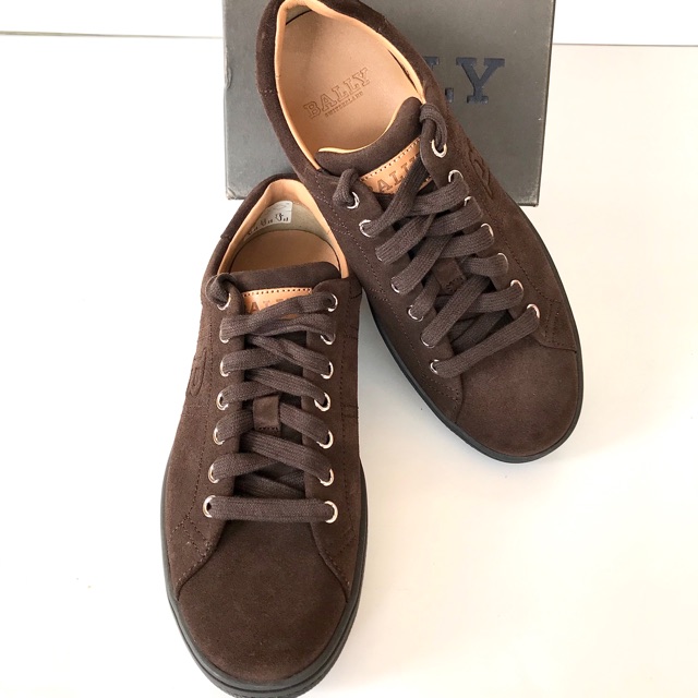 Bally Original-Sepatu Bally Sneakers Suede Brown