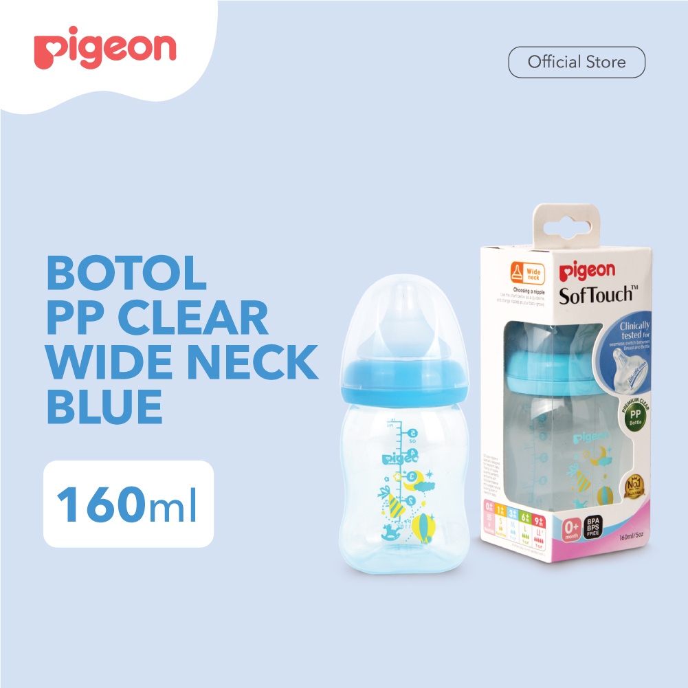 Pigeon Botol Wide Neck Clear 160ml BIRU PINK Botol Susu Bayi