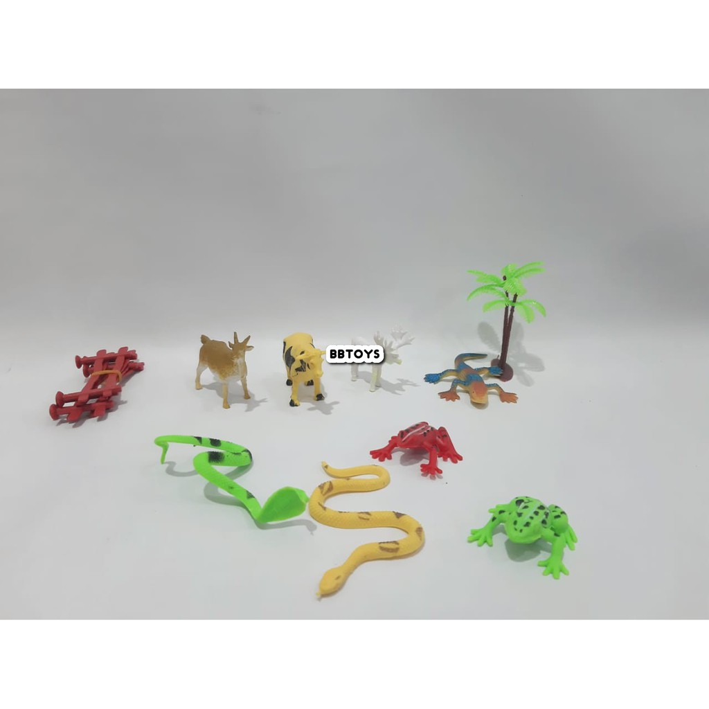 mainan set animal karet isi 13 pcs - miniatur binatang - 6955F