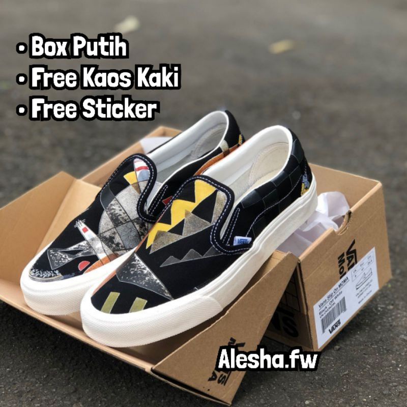 Sepatu Vans Slip On X Moma Black Premium Terlaris / Vans Moma Hitam Termurah / Vans slip On Moma Waffle DT Import BNIB