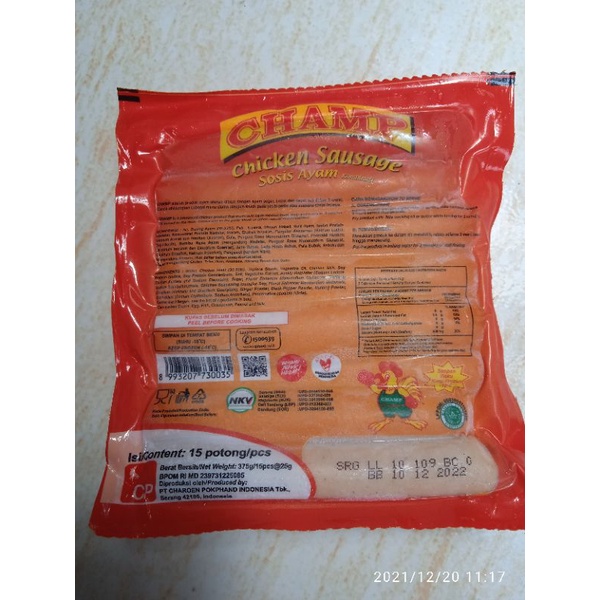 

Champ Sosis Ayam 375 gr Isi 15 pcs