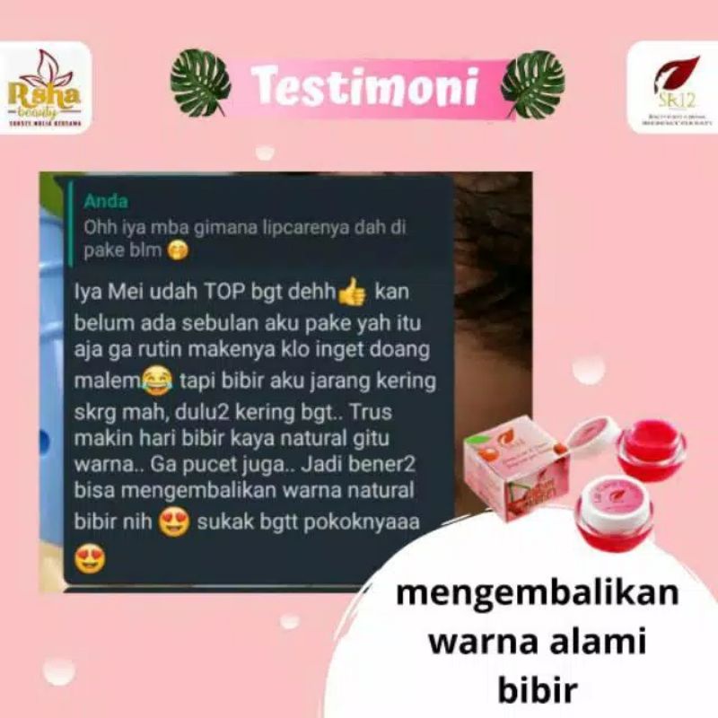 Lip Care SR12 Lip Balm Pelembab Bibir Pencerah Warna Bibir Alami Solusi Bibir Kering dan Hitam BPOM