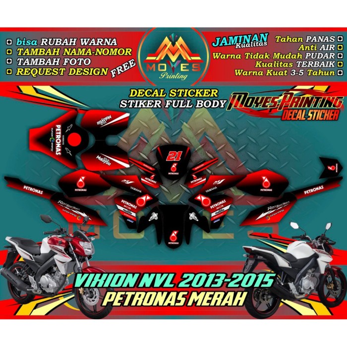 stiker vixion nvl petronas merah - decal vixion nvl petronas merah - striping vixion nvl petronas