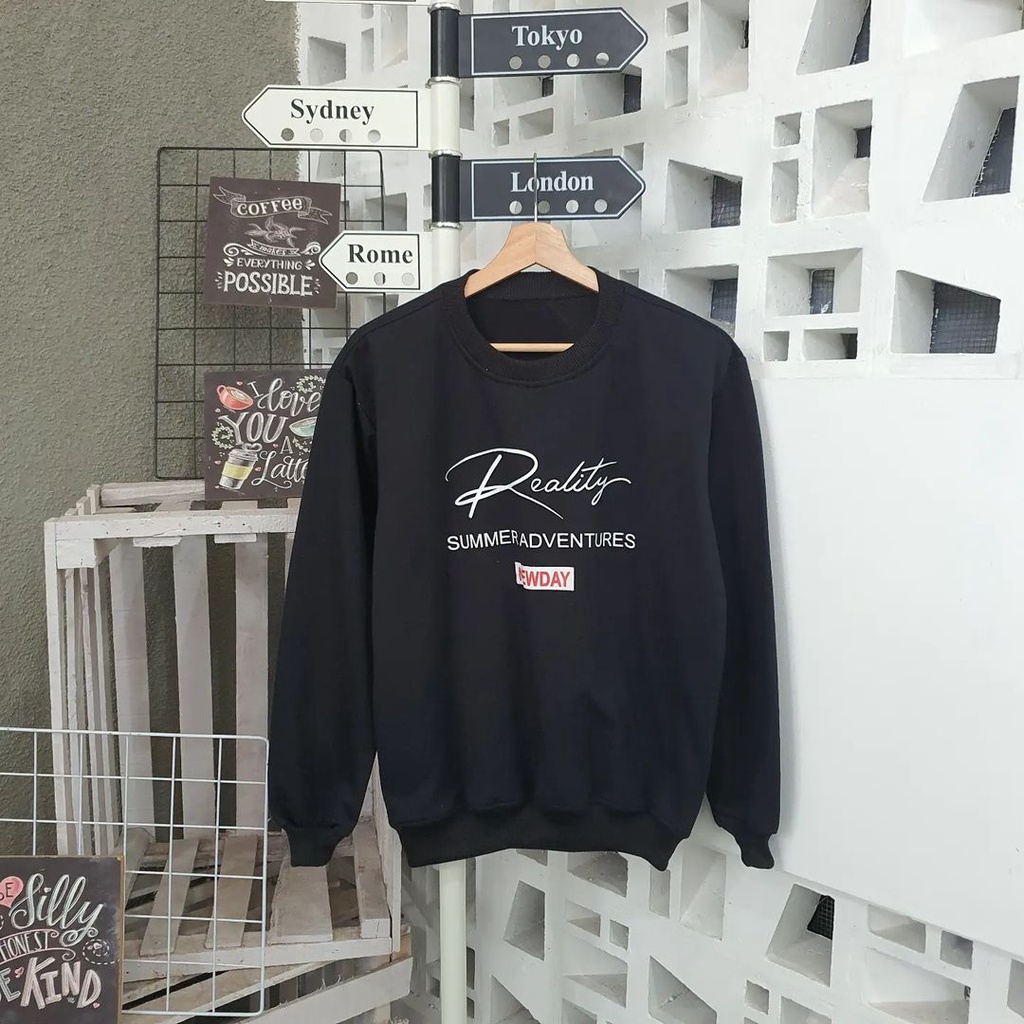 Sweater Crewneck REALITY bisa untuk Couple pria/wanita