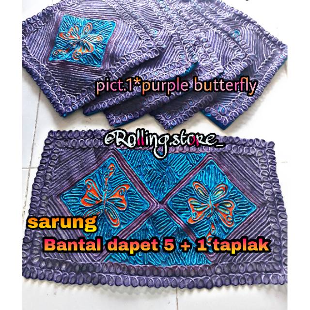 Sarung bantal 5 PCS+1TAPLAK sulam usus variant khas Lampung