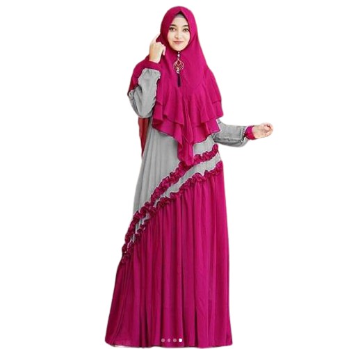 SDL-01 Fashion Muslimah Gamis Syari Set Khimar/Gaun Panjang Dewasa Set Krudung Modis Dan Casual