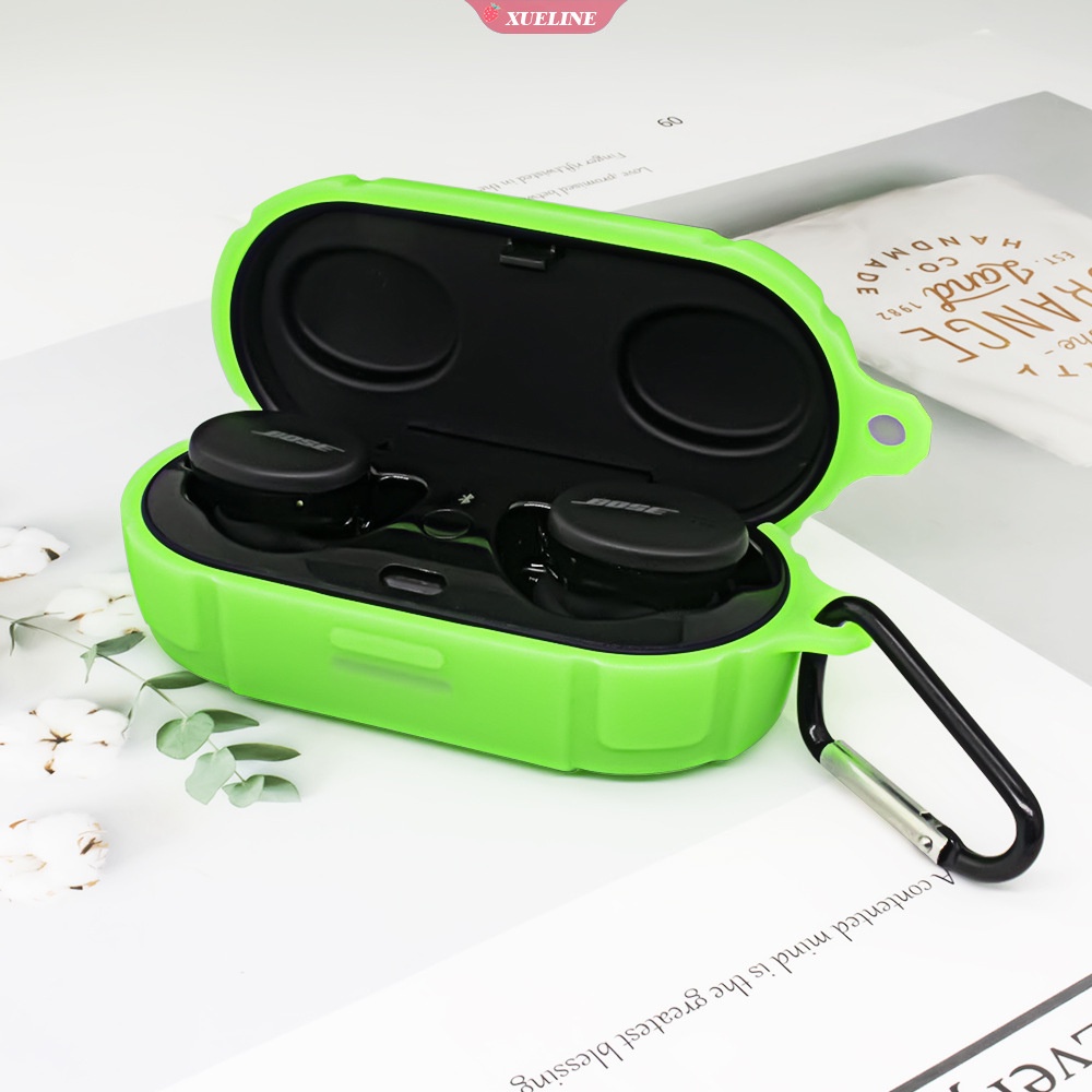 Case Pelindung Earbud Wireless Bahan Silikon Dengan Carabiner Untuk Bose Sport