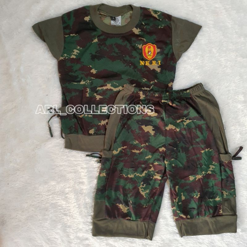 setelan kaos anak pendek perempuan loreng nkri - baju kaos anak pendek perempuan loreng - training a