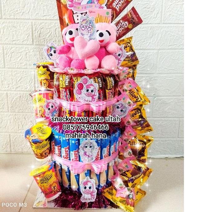 

COD✔️(Link Ekspedisi) snack tower - snack cake - snack tart - cake snack parcel ultah - bucket snack birthday|KD5