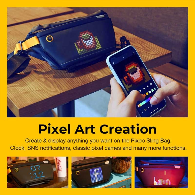 PIXOO SLINGBAG - Customizable Pixel Art LED Display Sling Bag - Tas Selempang dengan Layar LED Pixel dari DIVOOM