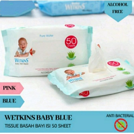 TISSUE BASAH WETKINS BABY PINK AND BLUE TISU BASAH WET WIPES BABY WET