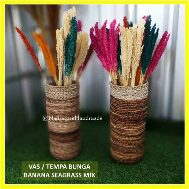Vas Bunga Kering Anyaman Pelepah Combi Seagrass Shopee Indonesia