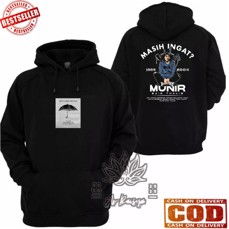 Hoodie September hitam/Jaket September hitam/Hoodie menolak lupa/Jaket menolak lupa/Jaket munir/Hood