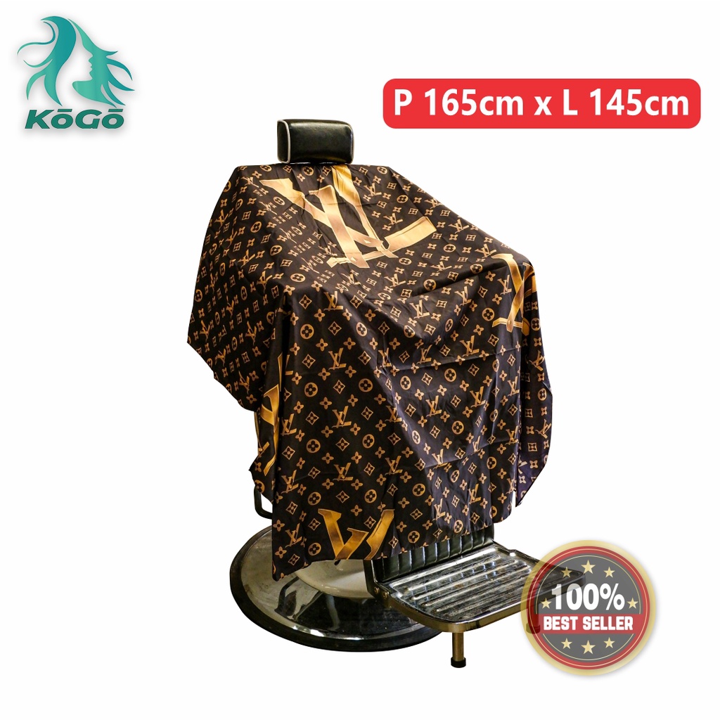 CAPE / KEP / KAIN KIP / SARUNG CUKUR POTONG BARBER SALON MOTIF LV GOLD