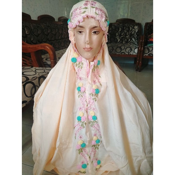 Mukena terusan dewasa bordir tile timbul