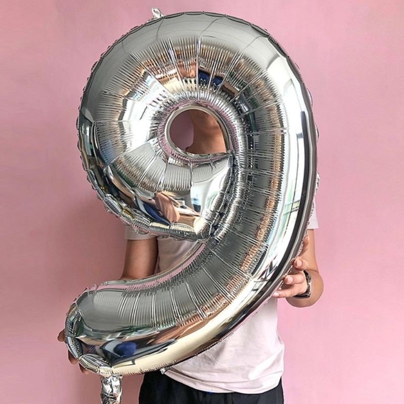 Balon Foil Angka 80 cm Silver