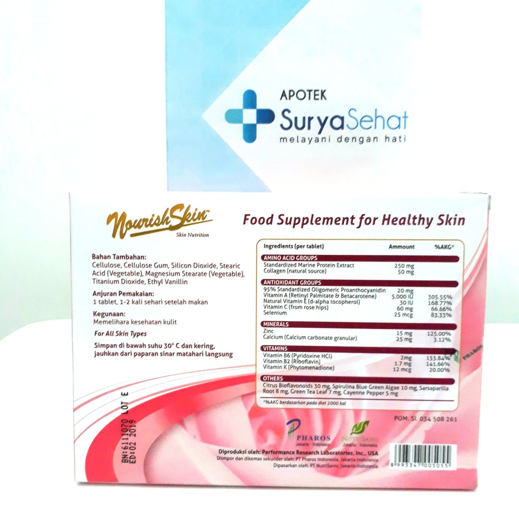 NOURISH SKIN isi 15 / 30 / 60 tablet Atasi Jerawat, Flek Hitam dan Kerutan