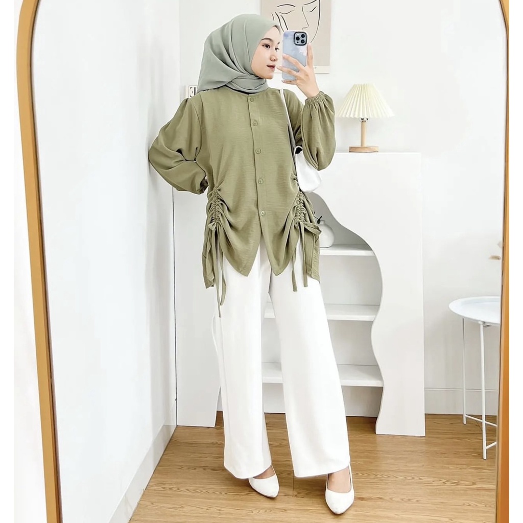 BLOUSE WANITA CRINKLE SERUT TOP ATASAN KEMEJA KEKINIAN TERBARU