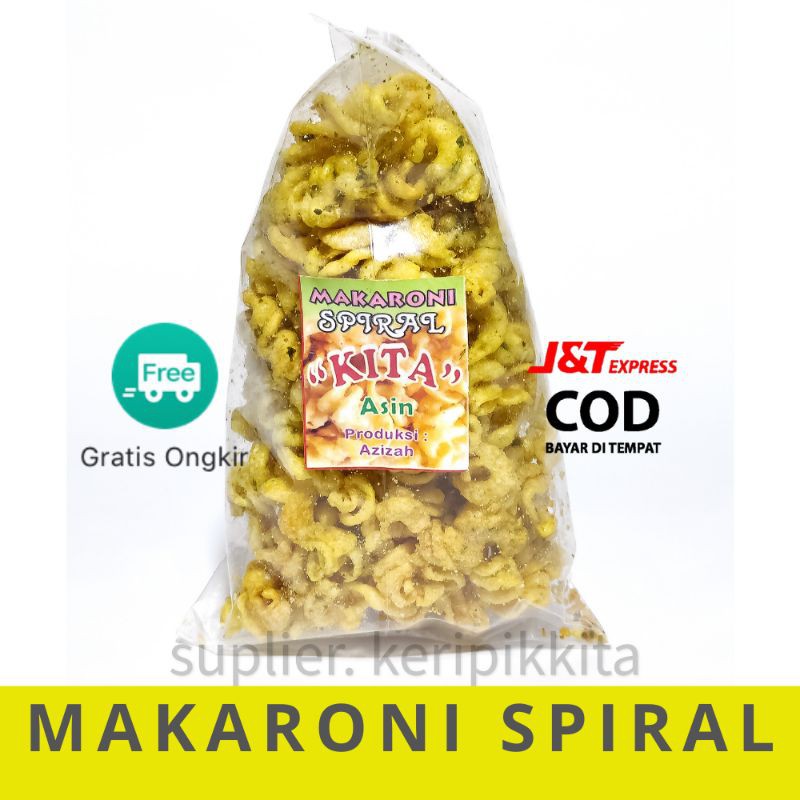 Cemilan makaroni spiral asin kita - makanan ringan - sneck - jajanan - makaroni spiral - asin - kita uk sedang