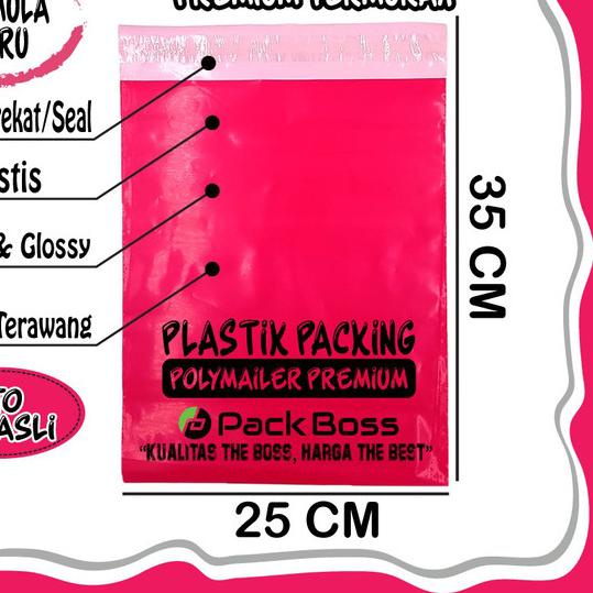 

♘ PREMIUM POLYMAILER PINK 25x35 CM (+/-100 lembar) Amplop Plastik Kurir ☚