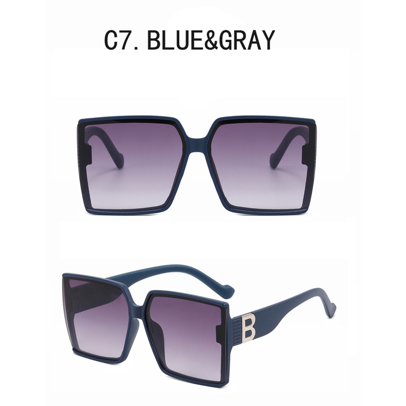 Kacamata Hitam Wanita Model Retro Kotak Frame Besar Motif LOGO B