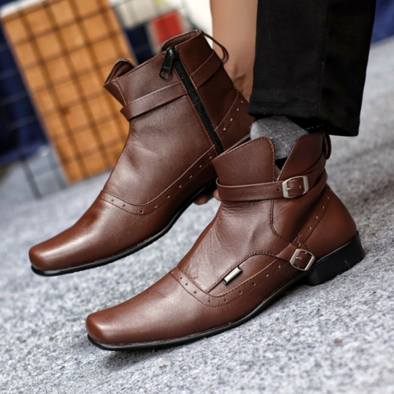 CEVANY PACUAN (KULIT ASLI) - Sepatu Kulit Boots Koboy Pantofel High Formal Pria Jungle Boots