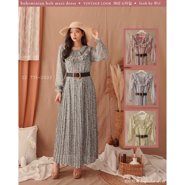 Long Dress korea Gamis Ceruty Yuna Fashion Gamis Bunga rempel LongDress Motif Bunga