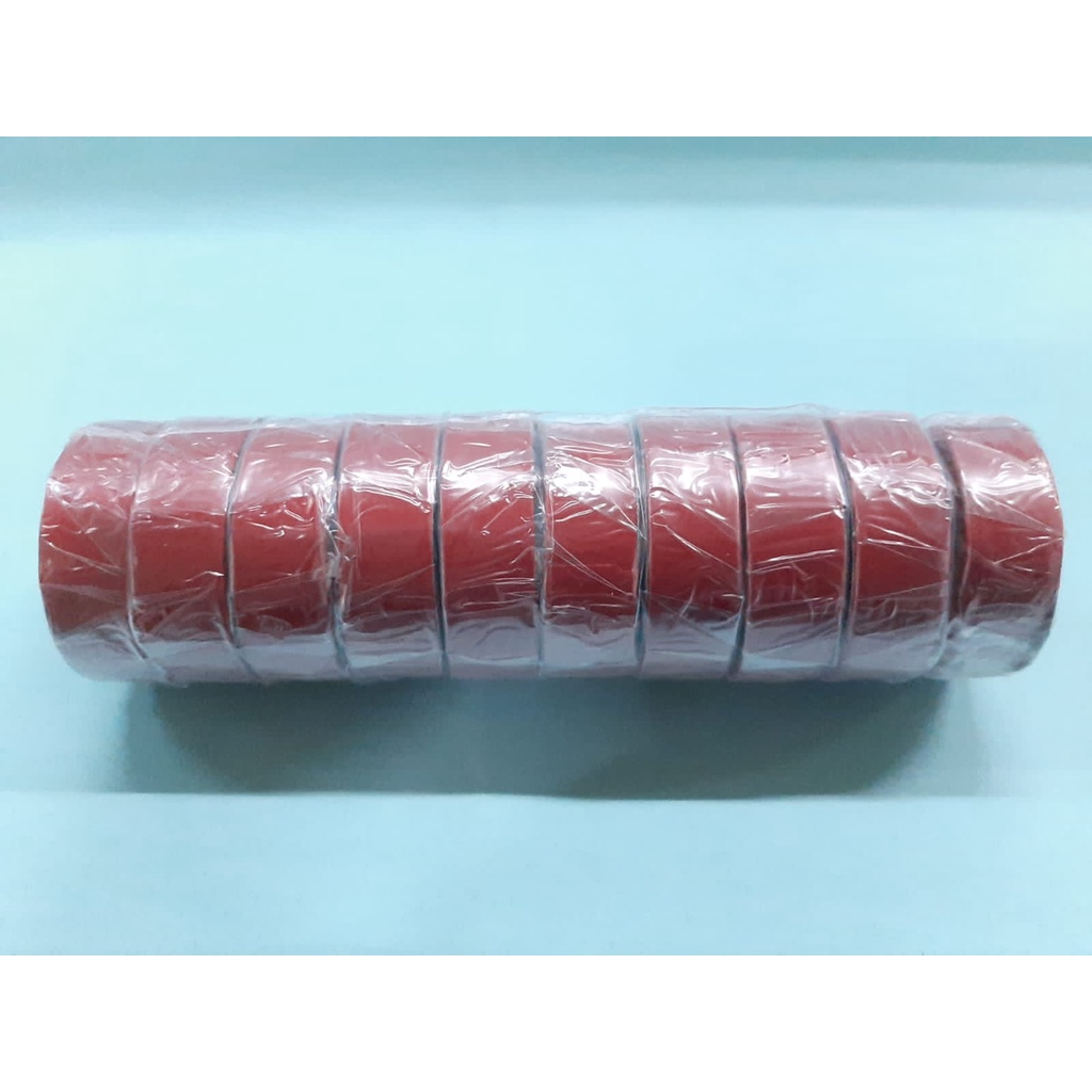 Gold Tape solasi listrik PVC warna Merah isi 10 rol isolasi listrik