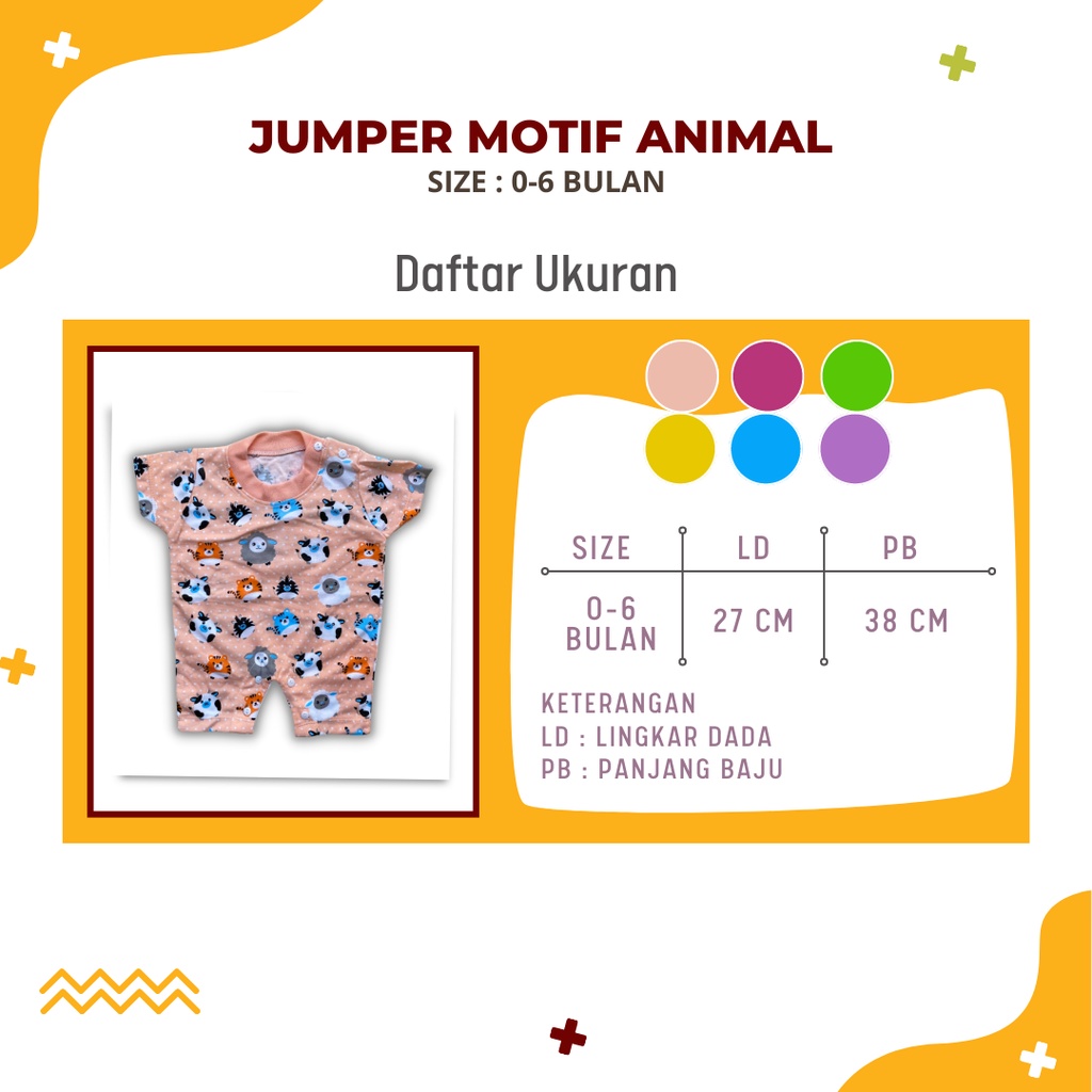 Jumper Bayi Newborn Lengan Pendek Jumpsuit Hansop Katun 0-6 Bulan