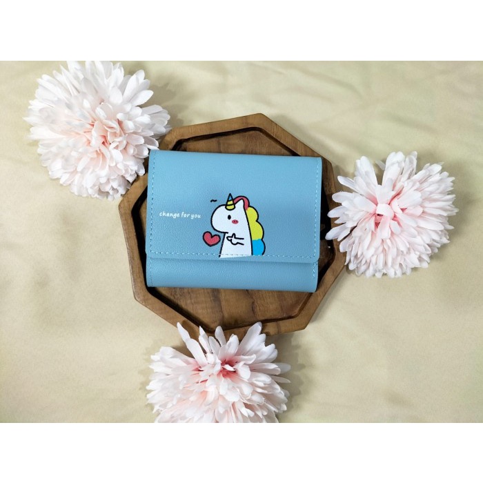 W31 Dompet Mini Wanita Motif Kuda Unicorn Binatang Cewek Kartu Uang Foto Cantik Women Wallet Perempuan Kulit PU Leather Hitam Lipat Kecil Panjang  Korea Pria Cowok Laki Laki Cowo Import Premium Murah Tas Dompet Wanita Import Cewe Cantik Lipat