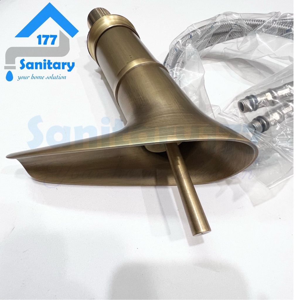 Kran Wastafel Panas dingin GOLD matte wine glass-Keran air sink 20cm 30cm cuci tangan washtafel kuningan brass unik unique antik antique elegan faucet basin