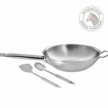 Mudah Wok 3 Ply Set 28 Cm Centro Zebra (185900) / Wajan Stainless Steel Hemat