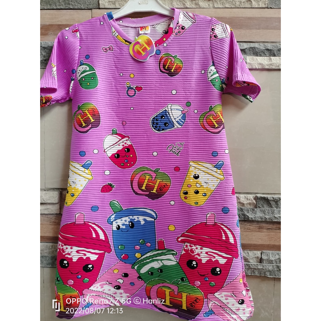 TERBARU DRESS TURUN NAIK MOTIF BOBA VIRAL TIKTOK  Dress Anak 3-8 THN Tahun Baju Turun Naik lagi vira
