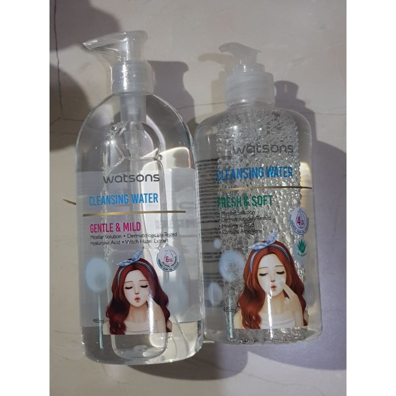 WATSONS CLEANSING WATER gentle and mild / fresh and soft with aloe vera 485 ml