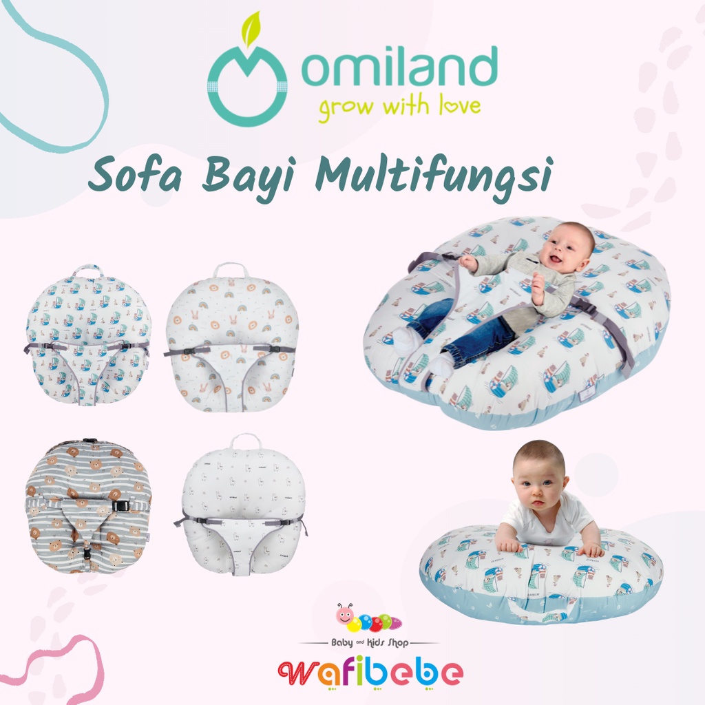 Omiland Sofa Bayi Multifungsi Kasur Bayi Newborn Premium Tebal Dengan Gesper Safety Belt Alpaca Feather Sailor Train Animal Series