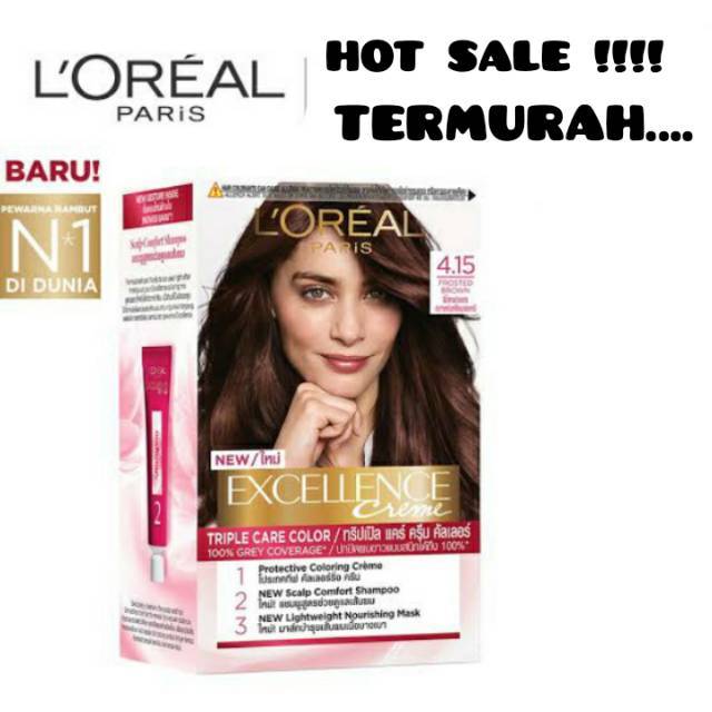  Loreal  Excellence Hair Color 4 15 Frosted Brown Pewarna  