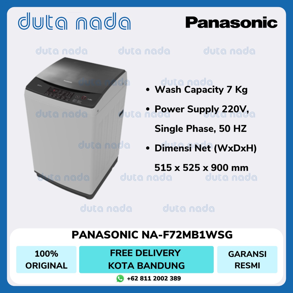 Jual PANASONIC MESIN CUCI 1 TABUNG TOP LOADING 7Kg NA-F72MB1WSG ...